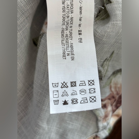 Zara 100% Linen Floral Peplum Wrap Top Sz S Tie Waist Flutter Flare Sleeves NWT| - Picture 9 of 13